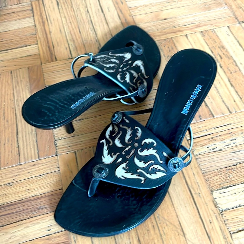 Roberto Cavalli kitten heel sandals size 39